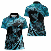 New Zealand Stingray Women Polo Shirt Aotearoa Whai With Maori Paua Shell LT14 - Polynesian Pride
