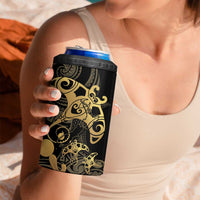 Black And Gold Aotearoa Whai Can Cooler Tumbler NZ Stingrays Maori Curves Style