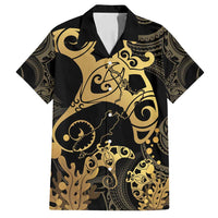 Black And Gold Aotearoa Whai Family Matching Tank Maxi Dress and Hawaiian Shirt NZ Stingrays Maori Curves Style