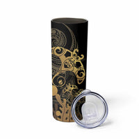 Black And Gold Aotearoa Whai Skinny Tumbler NZ Stingrays Maori Curves Style