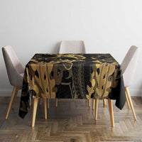 Black And Gold Aotearoa Whai Tablecloth NZ Stingrays Maori Curves Style