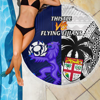 Fiji And Scotland Rugby Beach Blanket Fijian Tapa Pattern With Thistle LT14 - Wonder Print Shop