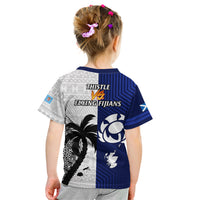 Fiji And Scotland Rugby Kid T Shirt Fijian Tapa Pattern With Thistle LT14 - Polynesian Pride