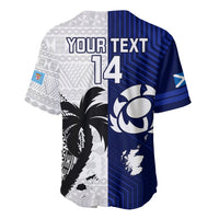 Custom Fiji And Scotland Rugby Baseball Jersey Fijian Tapa Pattern With Thistle LT14 - Polynesian Pride