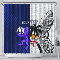 Custom Fiji And Scotland Rugby Shower Curtain Fijian Tapa Pattern With Thistle LT14 - Polynesian Pride