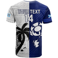 Custom Fiji And Scotland Rugby T Shirt Fijian Tapa Pattern With Thistle LT14 - Polynesian Pride