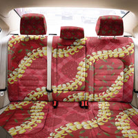 Red Palaka Hawaii Mele Kalikimaka Back Car Seat Cover Ohia Lehua Monstera Puakenikeni Lei - Polynesian Pride