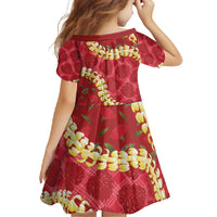 Red Palaka Hawaii Mele Kalikimaka Family Matching Tank Maxi Dress and Hawaiian Shirt Ohia Lehua Monstera Puakenikeni Lei - Polynesian Pride