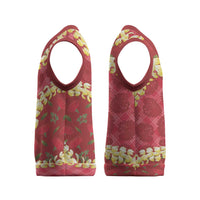 Red Palaka Hawaii Mele Kalikimaka Christmas Knitted V-Neck Vest Ohia Lehua Monstera Puakenikeni Lei - Polynesian Pride