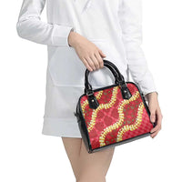 Red Palaka Hawaii Mele Kalikimaka Shoulder Handbag Ohia Lehua Monstera Puakenikeni Lei - Polynesian Pride