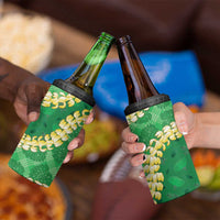 Green Palaka Hawaii Mele Kalikimaka 4 in 1 Can Cooler Tumbler Ohia Lehua Monstera Puakenikeni Lei - Polynesian Pride