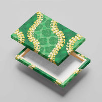 Green Palaka Hawaii Mele Kalikimaka Canvas Wall Art Ohia Lehua Monstera Puakenikeni Lei - Polynesian Pride