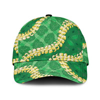 Green Palaka Hawaii Mele Kalikimaka Classic Cap Ohia Lehua Monstera Puakenikeni Lei LT14 Universal Fit Green - Polynesian Pride