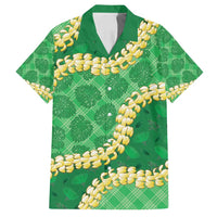 Green Palaka Hawaii Mele Kalikimaka Family Matching Off Shoulder Short Dress and Hawaiian Shirt Ohia Lehua Monstera Puakenikeni Lei - Polynesian Pride