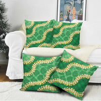 Green Palaka Hawaii Mele Kalikimaka Pillow Cover Ohia Lehua Monstera Puakenikeni Lei - Polynesian Pride
