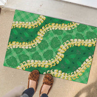 Green Palaka Hawaii Mele Kalikimaka Rubber Doormat Ohia Lehua Monstera Puakenikeni Lei - Polynesian Pride