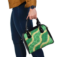 Green Palaka Hawaii Mele Kalikimaka Shoulder Handbag Ohia Lehua Monstera Puakenikeni Lei - Polynesian Pride
