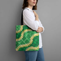 Green Palaka Hawaii Mele Kalikimaka Tote Bag Ohia Lehua Monstera Puakenikeni Lei - Polynesian Pride
