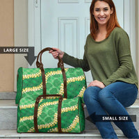 Green Palaka Hawaii Mele Kalikimaka Travel Bag Ohia Lehua Monstera Puakenikeni Lei - Polynesian Pride