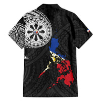 Philippines Strong Family Matching Off Shoulder Short Dress and Hawaiian Shirt Filipino Map Polynesian Tattoo - Polynesian Pride