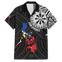 Philippines Strong Family Matching Tank Maxi Dress and Hawaiian Shirt Filipino Map Polynesian Tattoo LT14 Dad's Shirt - Short Sleeve Black - Polynesian Pride