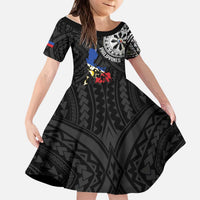 Philippines Strong Kid Short Sleeve Dress Filipino Map Polynesian Tattoo - Polynesian Pride
