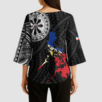 Philippines Strong Kimono Sleeve Blouse Filipino Map Polynesian Tattoo - Polynesian Pride