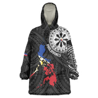 Philippines Strong Wearable Blanket Hoodie Filipino Map Polynesian Tattoo - Polynesian Pride