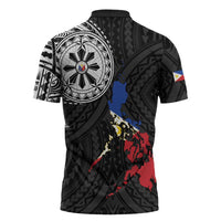 Philippines Strong Zipper Polo Shirt Filipino Map Polynesian Tattoo LT14 - Polynesian Pride