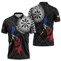 Philippines Strong Zipper Polo Shirt Filipino Map Polynesian Tattoo LT14 - Polynesian Pride
