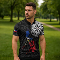Philippines Strong Zipper Polo Shirt Filipino Map Polynesian Tattoo LT14 - Polynesian Pride