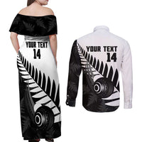New Zealand Lawn Bowls Custom Couples Matching Off Shoulder Maxi Dress and Long Sleeve Button Shirt Aotearoa Silver Fern - Polynesian Pride