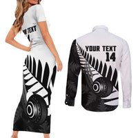 New Zealand Lawn Bowls Custom Couples Matching Short Sleeve Bodycon Dress and Long Sleeve Button Shirt Aotearoa Silver Fern - Polynesian Pride