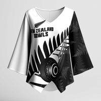 New Zealand Lawn Bowls Custom Kimono Sleeve Blouse Aotearoa Silver Fern - Polynesian Pride