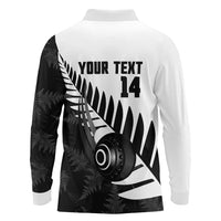New Zealand Lawn Bowls Custom Long Sleeve Polo Shirt Aotearoa Silver Fern - Polynesian Pride