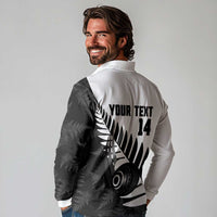 New Zealand Lawn Bowls Custom Long Sleeve Polo Shirt Aotearoa Silver Fern - Polynesian Pride