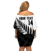 New Zealand Lawn Bowls Custom Off Shoulder Short Dress Aotearoa Silver Fern - Polynesian Pride