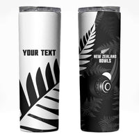 New Zealand Lawn Bowls Custom Skinny Tumbler Aotearoa Silver Fern - Polynesian Pride