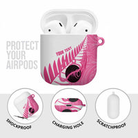 New Zealand Lawn Bowls Breast Cancer Custom AirPods Case Aotearoa Maori Silver Fern Pink Ribbon - Polynesian Pride