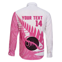 New Zealand Lawn Bowls Breast Cancer Custom Family Matching Long Sleeve Bodycon Dress and Hawaiian Shirt Aotearoa Maori Silver Fern Pink Ribbon - Polynesian Pride