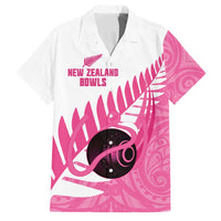 New Zealand Lawn Bowls Breast Cancer Custom Family Matching Tank Maxi Dress and Hawaiian Shirt Aotearoa Maori Silver Fern Pink Ribbon LT14 Dad's Shirt - Short Sleeve Pink - Polynesian Pride