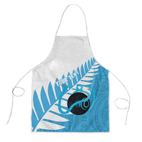 New Zealand Lawn Bowls Prostate Cancer Custom Apron Aotearoa Maori Silver Fern Blue Ribbon - Polynesian Pride