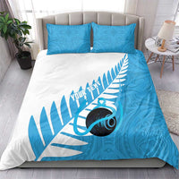 New Zealand Lawn Bowls Prostate Cancer Custom Bedding Set Aotearoa Maori Silver Fern Blue Ribbon - Polynesian Pride
