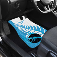 New Zealand Lawn Bowls Prostate Cancer Custom Car Mats Aotearoa Maori Silver Fern Blue Ribbon - Polynesian Pride