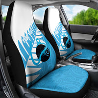 New Zealand Lawn Bowls Prostate Cancer Custom Car Seat Cover Aotearoa Maori Silver Fern Blue Ribbon - Polynesian Pride