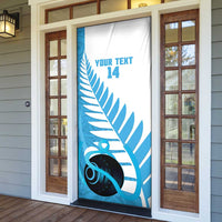 New Zealand Lawn Bowls Prostate Cancer Custom Door Cover Aotearoa Maori Silver Fern Blue Ribbon - Polynesian Pride