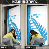 New Zealand Lawn Bowls Prostate Cancer Custom Door Cover Aotearoa Maori Silver Fern Blue Ribbon - Polynesian Pride