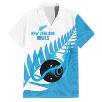 New Zealand Lawn Bowls Prostate Cancer Custom Family Matching Mermaid Dress and Hawaiian Shirt Aotearoa Maori Silver Fern Blue Ribbon LT14 Dad's Shirt - Short Sleeve Blue - Polynesian Pride