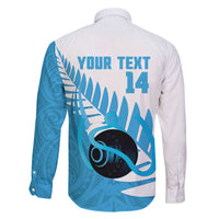 New Zealand Lawn Bowls Prostate Cancer Custom Family Matching Off The Shoulder Long Sleeve Dress and Hawaiian Shirt Aotearoa Maori Silver Fern Blue Ribbon - Polynesian Pride