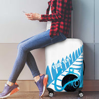 New Zealand Lawn Bowls Prostate Cancer Custom Luggage Cover Aotearoa Maori Silver Fern Blue Ribbon - Polynesian Pride
